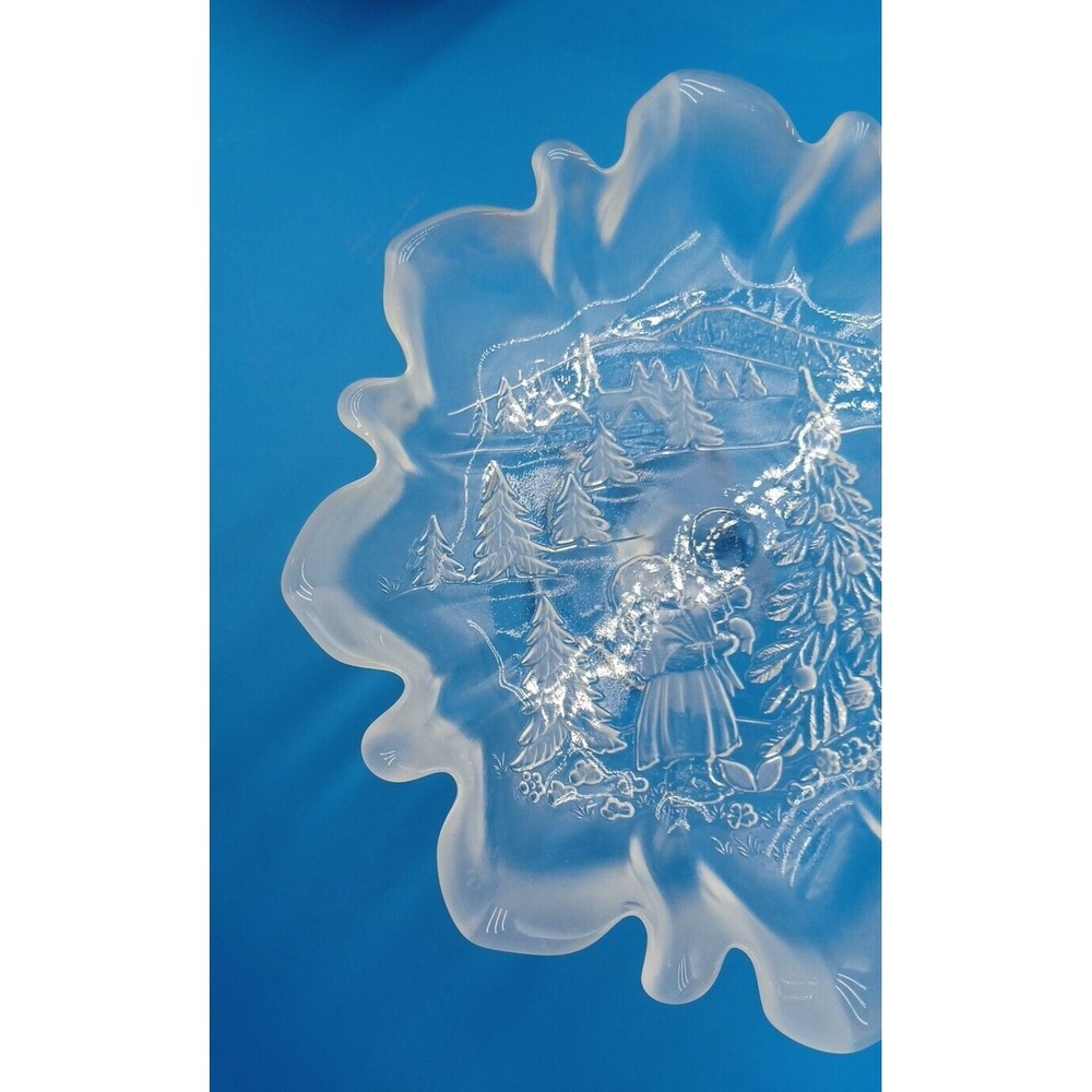 Vtg Clear Mikasa Christmas Story Pedestal Footed Small Cake‎ Serving Platter - Picture 8 of 12